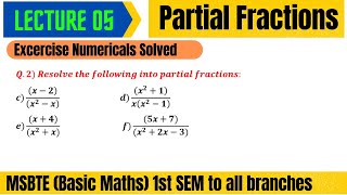 Partial Fractions  Lec 5 || MSBTE Diploma || 1st Sem || Basic Mathematics || by Darshan Academy