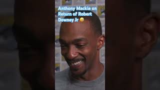 Anthony Mackie on return of Robert Downey Jr 😅 #captainamerica #robertdowneyjr #marvelshorts