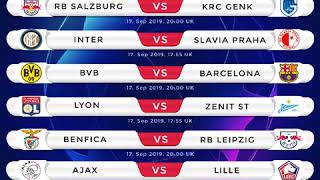 Fixtures Champions League 17-09-2019