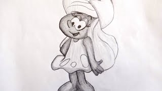 How to draw Smurfette with a pencil is very easy