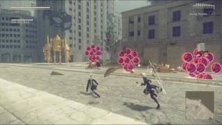 NieR:Automata 9S - Killing Gold Goliath Bipeds in City Ruins