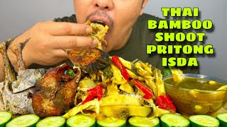 DELICIOUS EATING THAI BAMBOO SHOOT | FRIED FISH | MUKBANG ASMR