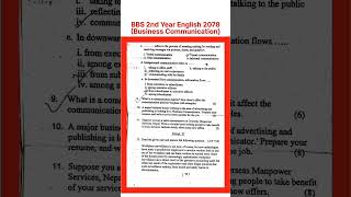 Bbs 2nd year English Question paper 2078 ❤️😍 Business Communication bbs 2nd year question paper 2078