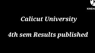 Calicut University 4th sem Results published