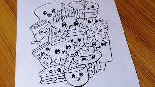 Cute food Doodle Ideas for When You're Bored at School | Easy Beginner Doodles