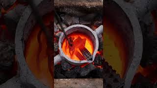 Melting Artillery Bands into Anvil   Bronze Casting #viral #youtubeshorts #shorts