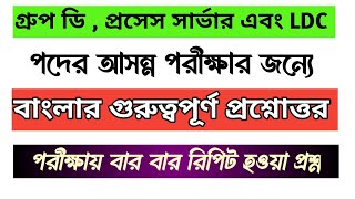 গ্রুপ ডি,প্রসেস সার্ভার এবং LDC পদের পরীক্ষার জন্য বাংলার গুরুত্বপূর্ণ প্রশ্নোত্তর ( পর্ব - ১)