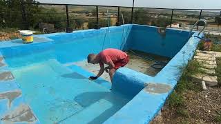 Restauracion y repintado de alberca o piscina rural Timelapse