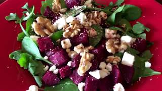 How to make Roasted Beet Salad with Feta Cheese & Walnuts