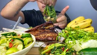 ASMR EATING SMOKED FISH & SALAD | STIR FRIED VEGGIES | MUKBANG ASMR