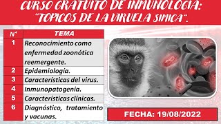 CURSO DE INMUNOLOGÍA: TOPICOS DE LA VIRUELA SIMICA