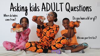 VLOGTOBER DAY 11: Asking kids ADULT questions + Pumpkin decorating Ft. Tiegan & Tj | Shalaya Dae