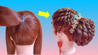 unique & latest hairstyle | Messy bun | prom hairstyle | hair tutorial | easy bun step by step |