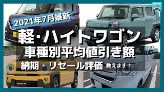 【2021年7月最新情報】人気軽・ハイトワゴンの車種別値引き額・納期・リセール評価を徹底比較!　N-BOX・スペーシア・タント・タフト・ハスラー・ジムニー・ルークス・ラパン・トコット・ムーヴetc.