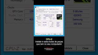 Instale Cpuz e saiba todas peças do seu Pc #shorts #cpuz