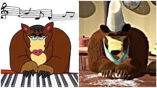 Masha and The Bear - Bon appetit Funny Cartoon Drawing Meme 😂