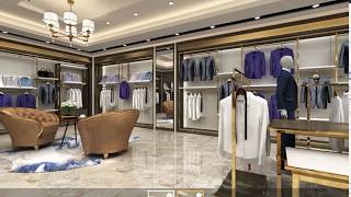 Men's garments showroom furniture, 3D interior design