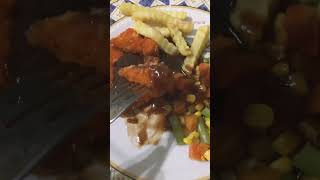 Delicious Fish and Chips with barbecue sauce ‼️ #mukbang #asmr