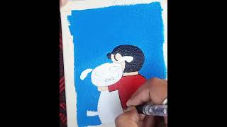 ||shinchan and best friend shiro canvas painting||cute shiro||naughty shinchan||best friend||#viral#