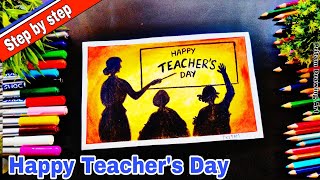 Beautiful Teacher's Day Painting✨ with oil pastel| Teacher's Day Drawing 2024 #art