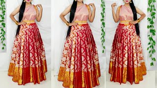 Saree convert into dress/no cutting no stitching/Silk Saree wearing in different styles