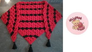 بالكروشيه طريقه عمل شال مثلث بغرزه جديده وجميله جدا châle crochet très facil