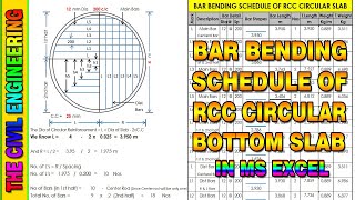 Bar Bending Schedule for Circular Slab in Excel | RCC Circular Bottom Slab | Quantity Surveying Urdu