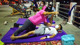 $5 Most Incredible THAI STREET MASSAGE at Night by the River