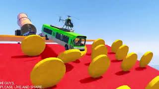 GTA V   Stunts & Ramps With Superheroes Driving Bing BUS   GTAV Mods