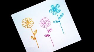 One Line Art | Easy flower drawing using one line art method | Flower drawing |