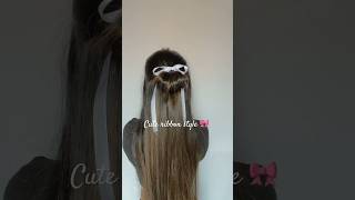 Try this cute style ✅ #ribbonhairbow #ribbonstyle #hairstyletutorial #hairvideos #explore #shorts