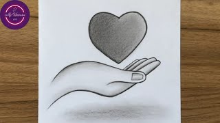 Pencil drawing of hand with heart || Easy drawing ideas for beginners || Step by step drawing