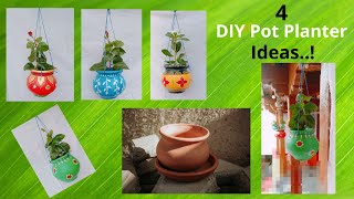 4 DIY Pot Planting Ideas | Planter From Waste Pots | Pot Painting Ideas for Home Decor