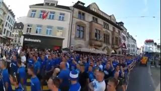 Lech Poznan Ultras at Basel City (FC Basel vs. Lech Poznan - 05/08/15)