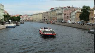 Russia St. Petersburg Fontanka river ships summer tourism