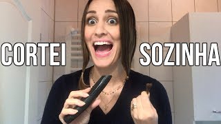 Cortei o cabelo sozinha | Corte reto com desfiado #VidaReal