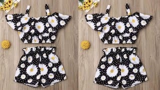 Beautiful Baby Top With Shorts Cutting & Stitching | Baby Dress Cutting & Stitching For 6 Mon-1 Year