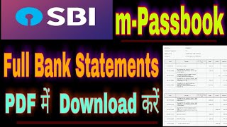 SBI m-Passbook Full StateMent Download Karen PDF Me