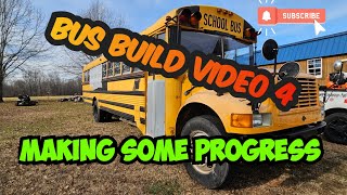 Working on the bus. Removing roof panels. First startup in weeks.   (Bus build video # 4)