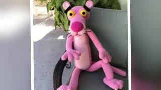 pantera cor de rosa em crochê amigurumi pink panther