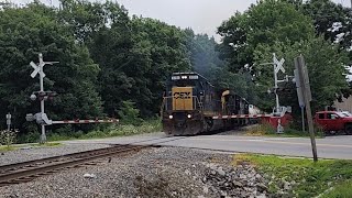 CSX Maine- MASSIVE 111 car long Freight train passes thru Walton Street!