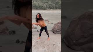 girl dancing Rishikesh bank | Ganga Nadi ke kinare dance performance | River | Water | Ocean | Beach