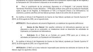 DECRETO SUPREMO N° 4936 - Realizar modificaciones al Reglamento de Quema de Gas Natural