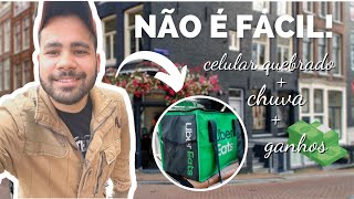 UM DIA DE TRABALHO COM O CARLOS COMO DELIVERY/ENTREGADOR EM AMSTERDAM, HOLANDA 🇳🇱🚲🍔