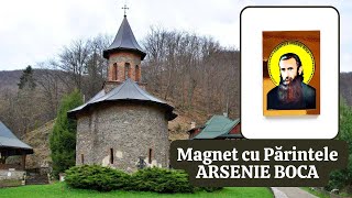 ✠ Iconița magnet cu foiță aurie (6X8cm) cu Părintele ARSENIE BOCA – Sfântul Ardealului ✠