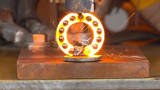 Melt metal bicycle bearing with electric shock ! Experiments with crazy Transformer ! #Shorts