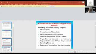 Webinar on "Brief Overview of Procurement of Consultant's Service Process" by Mansoor Ali