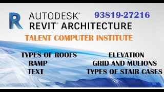 REVIT SOFTWARE  RAMP  STAIR CASE TEXT ROOFS GRID AND MULLION ROOFS BUILDING TRAINING CENTRE IN ELURU