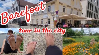 walking barefoot in the city in germany / tour / perennial plant update / window shopping