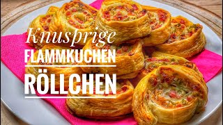 Flammkuchenröllchen Elsässer Art - herrlich, knusprig, lecker!